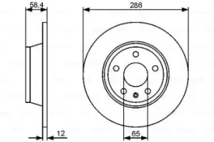 Image of Bosch 0986479465 Rear Axle Solid Brake Disc Set Replaces 8J0 615 601