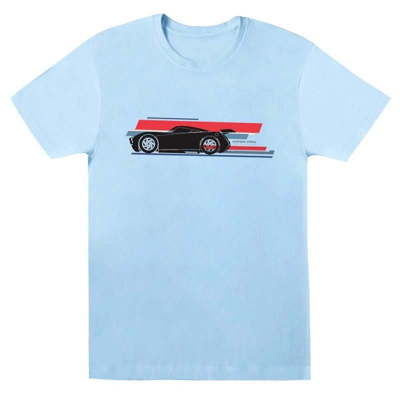 Image of Disney Men Cars Jackson Storm Stripes T-Shirt in Baby Blue Size: Small Baby Blue S Male 5059568306791