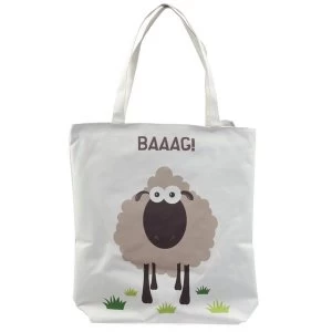 Image of Sheep Design Cotton Zip Up Shopping Bag