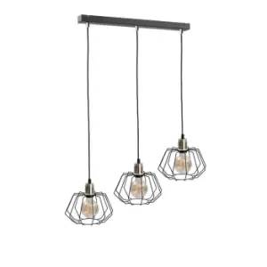 Image of Luna Bar Pendant Ceiling Light Gold, 65cm, 3x E27