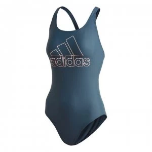 Image of adidas Womens Fit Badge Of Sport Swimsuit - Lagacy Blue
