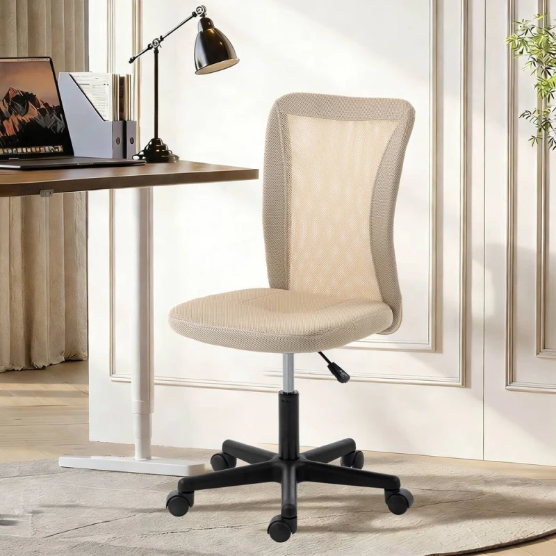 Image of VINSETTO Armless Office Chair, Swivel Desk Chair w/ Adjustable Height in Beige Beige Unisex