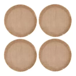 Image of Round Hessian Placemats, Set of 4, Natural, 38cm