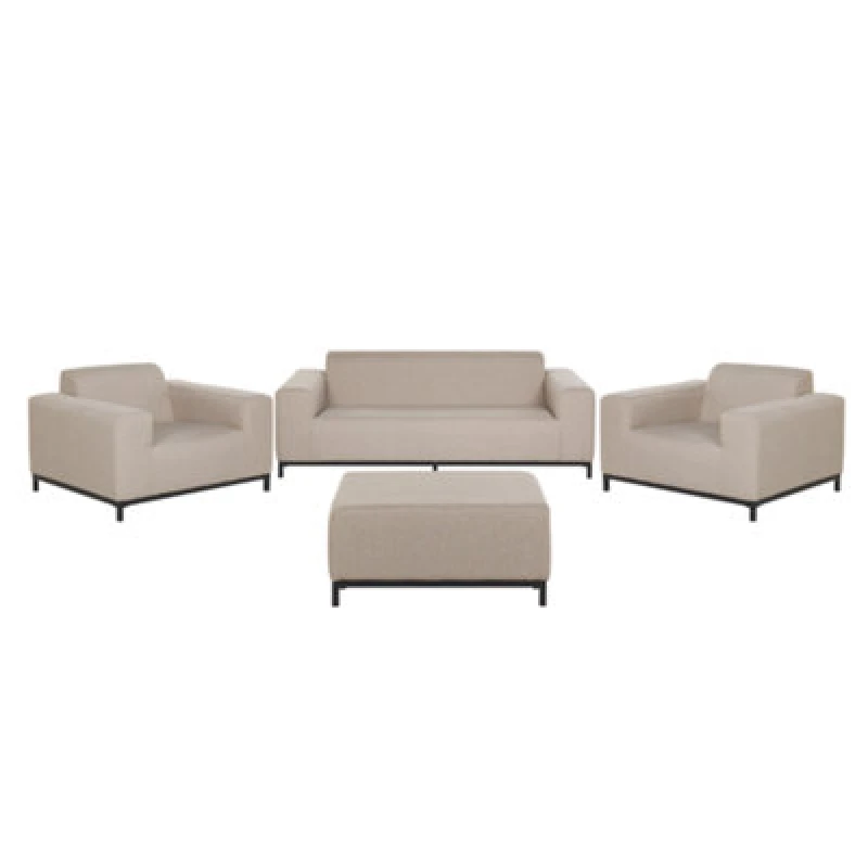 Image of BELIANI Modern 4 Piece Outdoor Indoor Conversation Set Beige Fabric Black Legs Rovigo 252577
