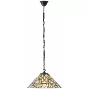 Image of Tiffany Glass Hanging Ceiling Pendant Light Bronze Chain Nouveau Shade i00101