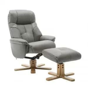 Image of Denver Recliner Grey Leather Look with Swivel Recline Function Stylish