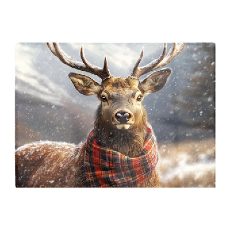 Image of Warren Reed Designer Scottish Red Deer In A Tartan Scarf Chopping Board