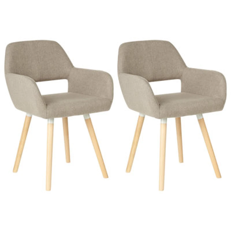 Image of Beliani Set Of 2 Dining Chairs Chicago Fabric Taupe