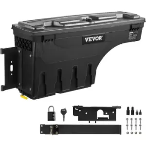 Image of VEVOR Truck Bed Storage Box, Lockable Lid, Waterproof ABS Wheel Well Tool Box 6.6 Gal/20 L with Password Padlock, Compatible with Dodge RAM 1500