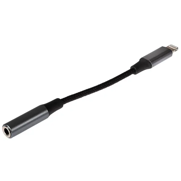 Image of Maplin Maplin Lightning to 3.5mm Female Headphone Jack Audio Adapter - Black, 5cm NIK-S033