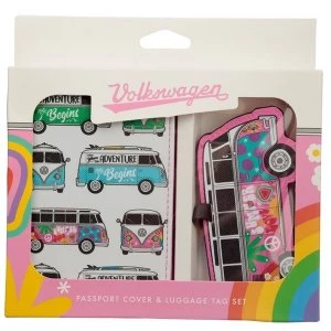 Image of Volkswagen VW T1 Camper Bus Summer Love Surf Passport Holder and Luggage Tag Set