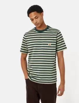 Image of Carhartt-WIP Scotty Stripe Pocket T-Shirt (Regular) - Botanic Green/Agave Green