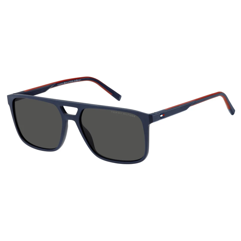 Image of Tommy Hilfiger Mens Angular Square Sunglasses Blue Red male One Size