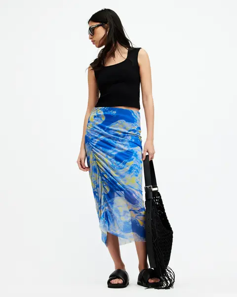 Image of AllSaints Nora Inspiral Mesh Midi Skirt