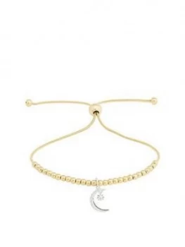 Image of Simply Silver Sterling Silver 925 Swarovski Gold Celestial Toggle Bracelet