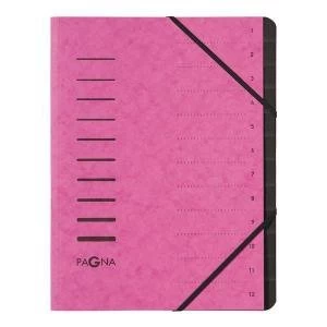 Image of Pagna Pro A4 12 Compartment Sorting File Dark Pink Pack of 5 4005934