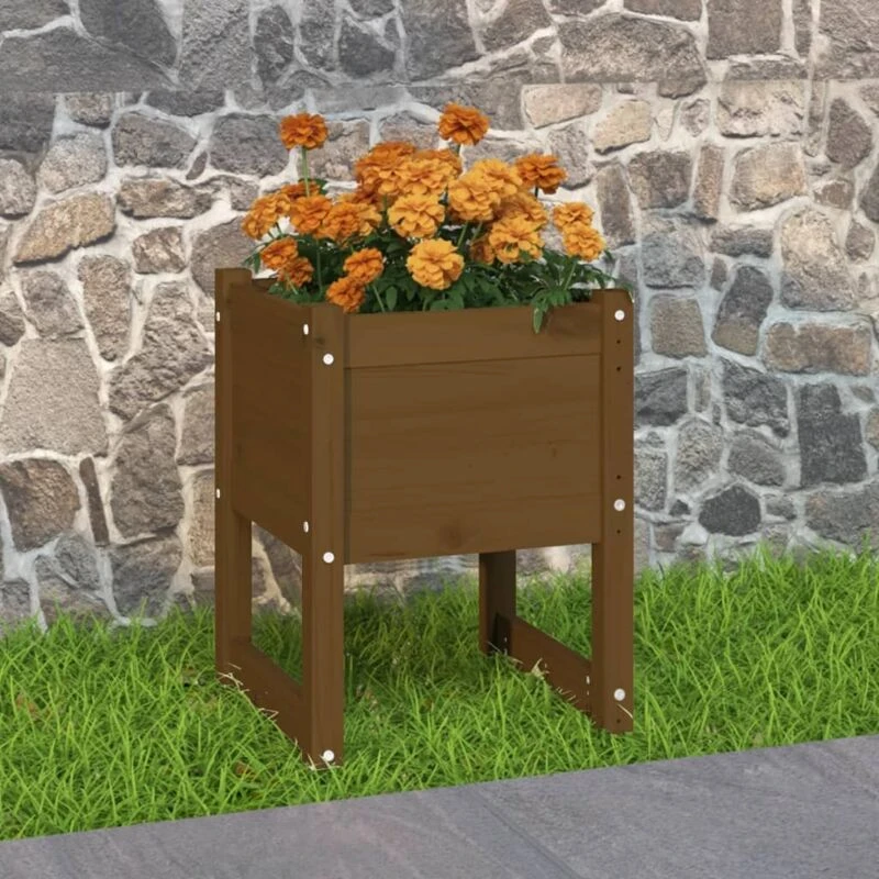 Image of vidaXL Planter Honey Brown 40x40x52.5cm Solid Wood Pine, Brown 822113