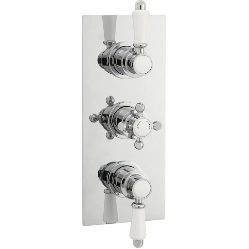 Image of nuie Victorian Triple Thermostatic Shower Valve, Chrome, Silver ITY315