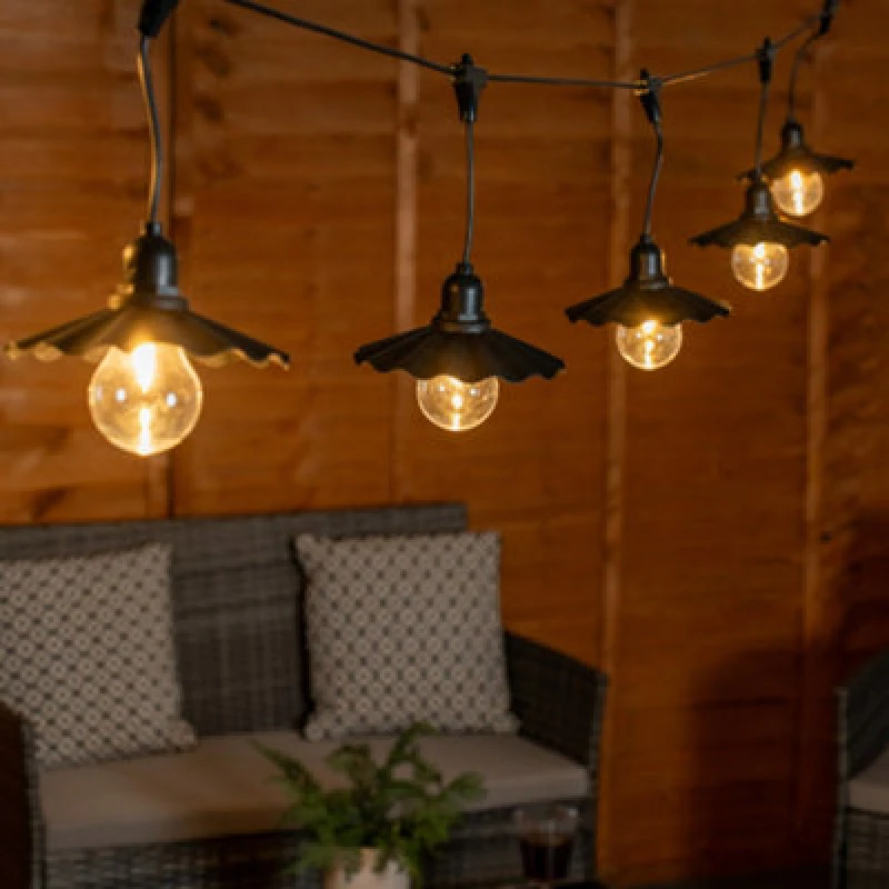 Image of ValueLights ValueLights Black Pleated Scallop LED 6 x Battery Operated Outdoor Garden String Lights Black One Size Unisex 5016529271093