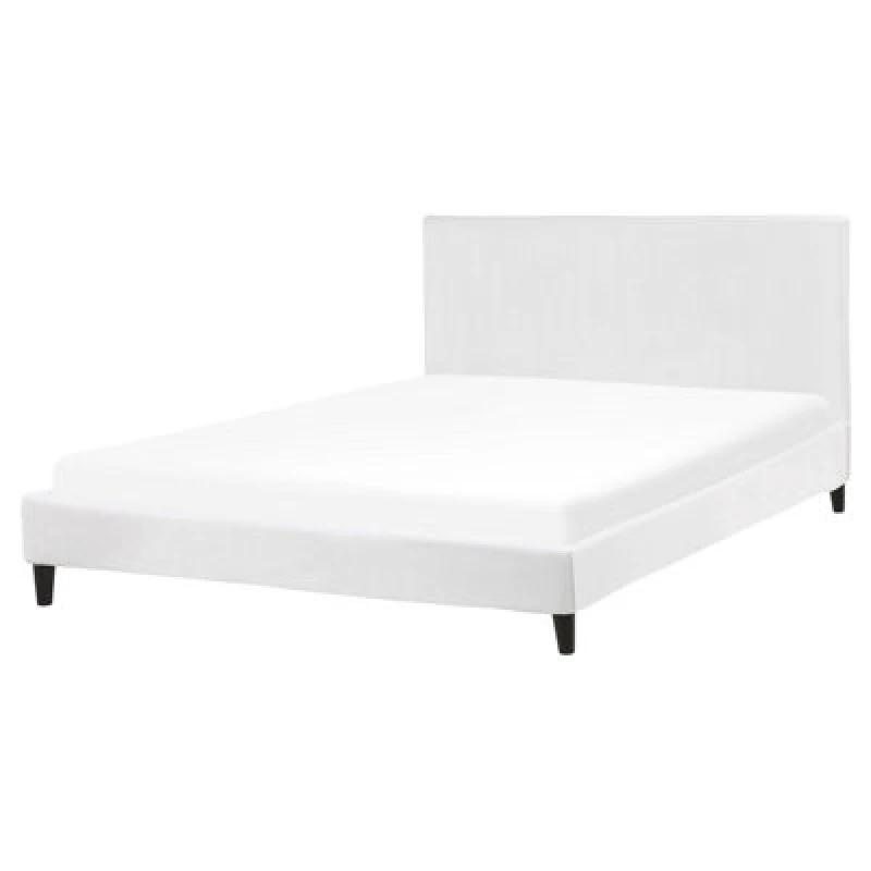 Image of Beliani Bed Velvet Fitou 160 X 200 Cm (Eu King Size) White