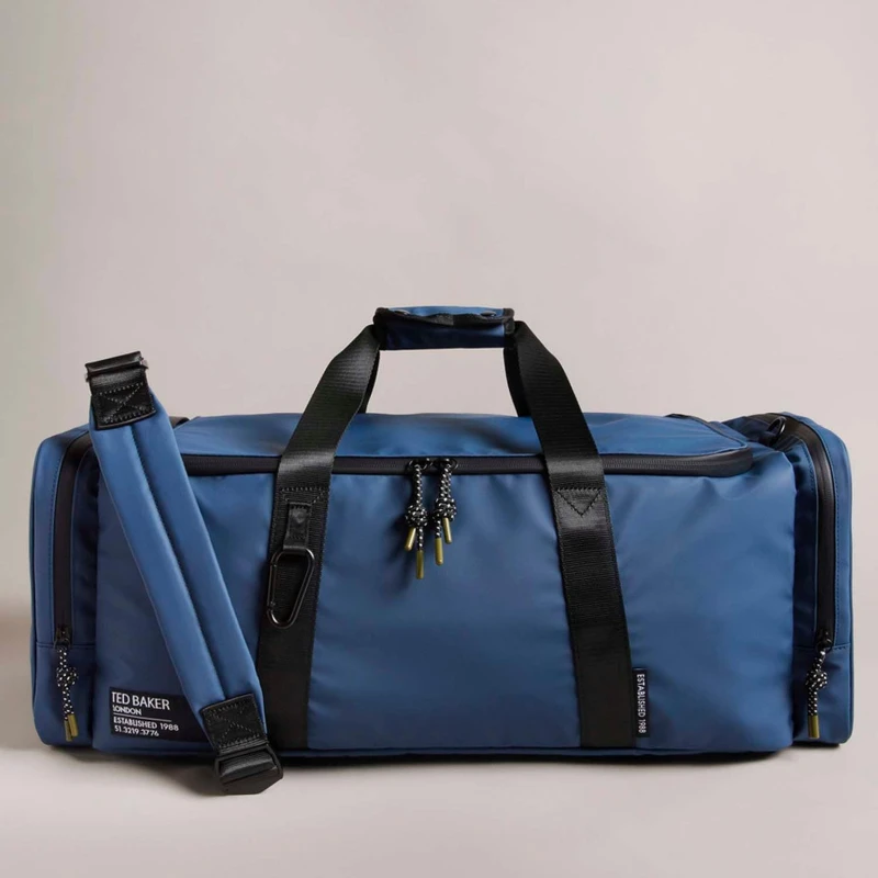 Image of Ted Baker Hyke Rubberished Holdall Bag - Blue Blue One Size