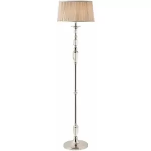 Image of Loops - Luxury Elegant Floor Lamp Polished Nickel Crystal Beige Organza Shade 6ft Tall