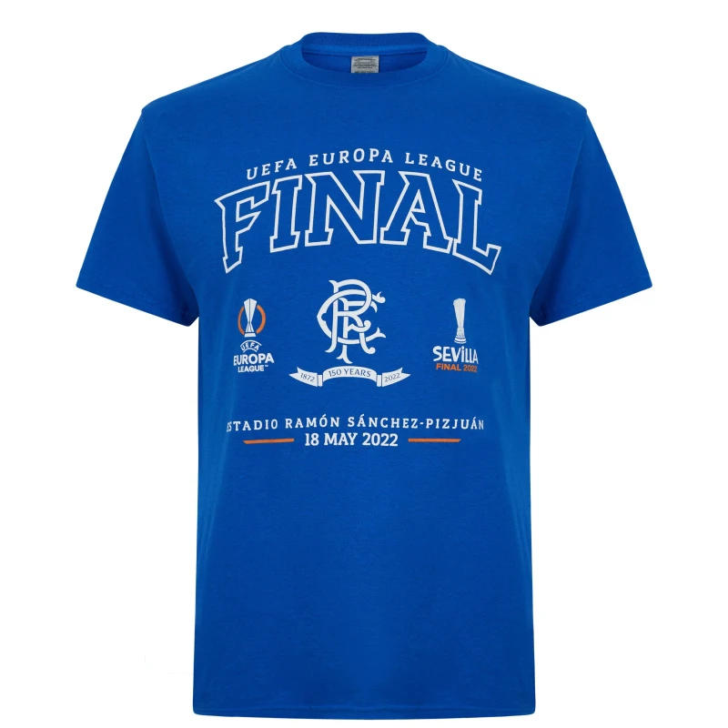 Image of Castore Rangers Europa League Final T-Shirt - Blue Blue S