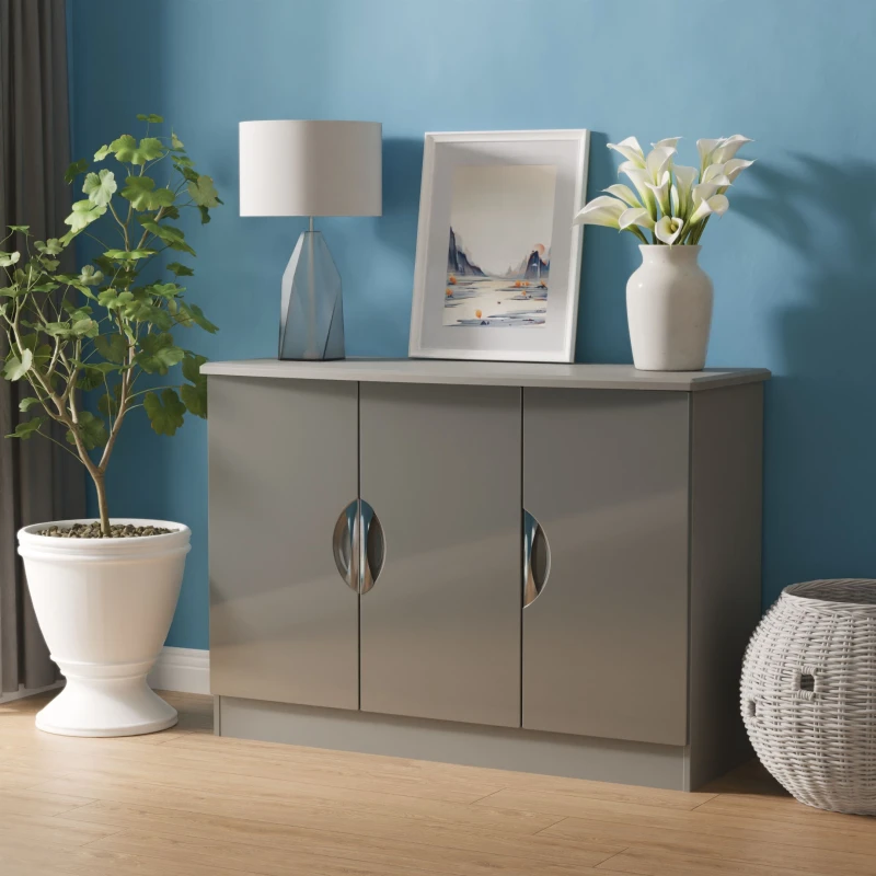 Image of Ready Assembled 2 U Holborn 3 Door Sideboard (Ready Assembled) in Mid Grey Mid Grey Unisex