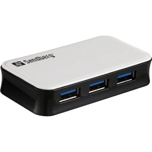 Image of Sandberg External 4-Port USB 3.0 Hub, Overload Protection, Mains/USB Powered UK Plug