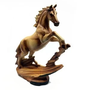 Image of Naturecraft Wood Effect Resin Figurine - Rearing Horse