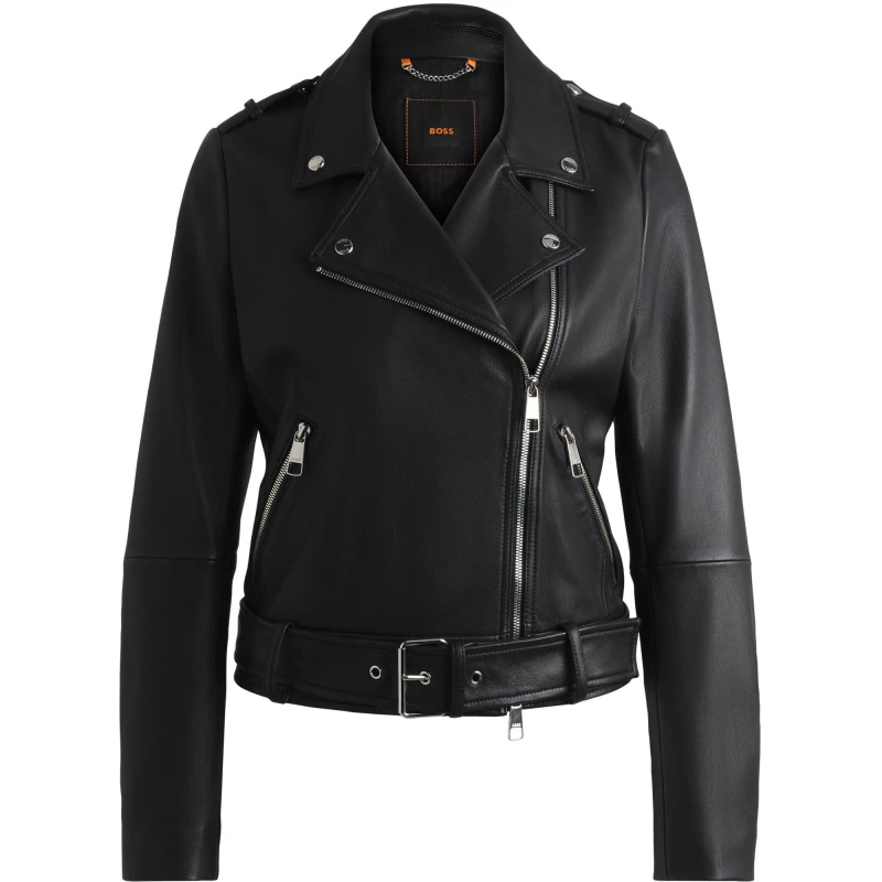 Image of Boss Womens C Sameli Leather Jacket Black female 4 (XXS)