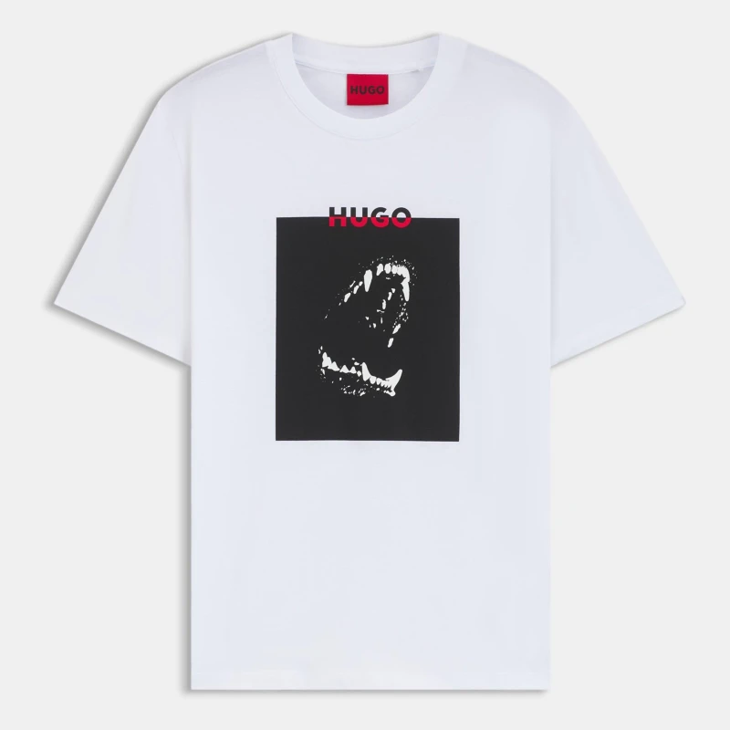 Image of Hugo Dobermann Print T-Shirt White 100 male M