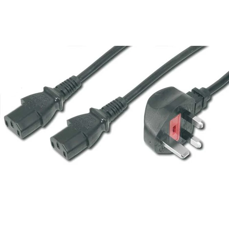 Image of FDL 2M UK MAINS Y CABLE - UK PLUG TO 2 X IEC C13 IEC SOCKETS