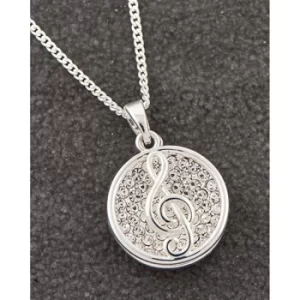 Image of Music Collection Silver Plated Sparkle Clef Necklace