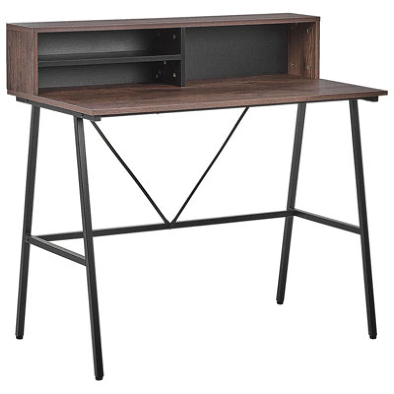 Image of Beliani Home Office Desk Harison Dark Brown 100 Cm 53 Cm
