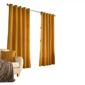 Image of Furn Ellis Ringtop Eyelet Curtains (168 x 183 cm) (Ochre)