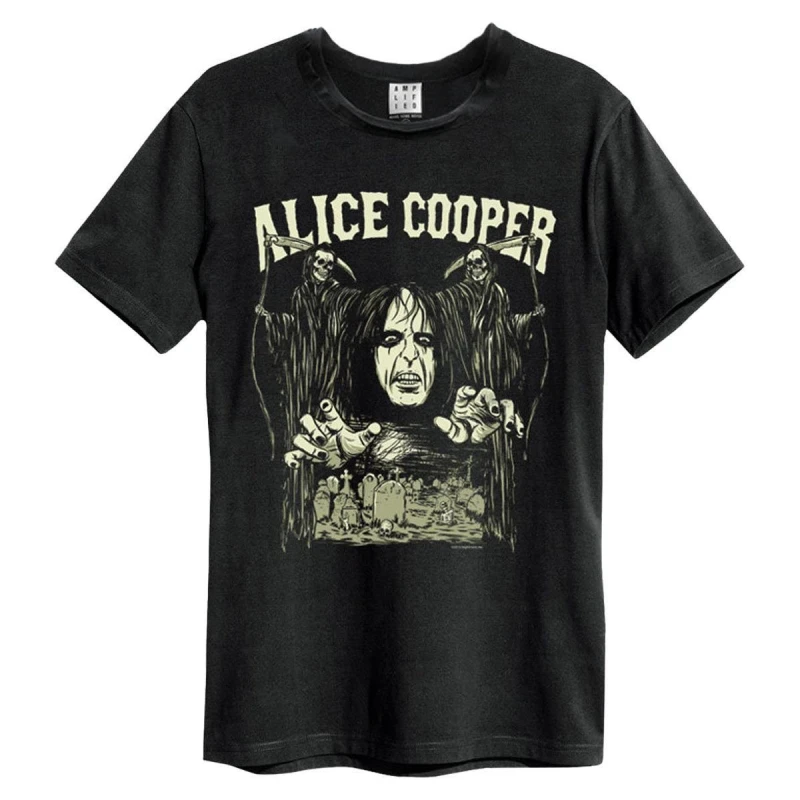 Image of Amplified Amplified Men Reapers Alice Cooper T-Shirt in Black Size: X-Small Black XS Male 5063852070374