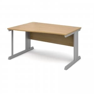 Image of Vivo Left Hand Wave Desk 1400mm - Silver Frame Oak Top
