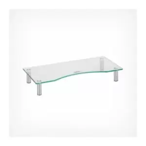 Image of VonHaus Monitor Stand for Desks - Height Adjustable - Screen Riser for Computers, Laptops & TVs - Clear Curved Glass with Aluminium Legs - Designed
