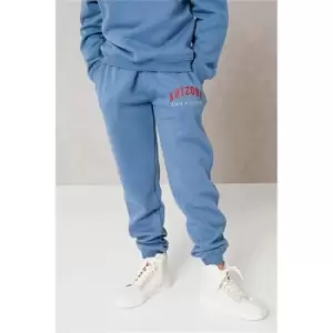 Image of I Saw It First Dusty Blue Girls Arizona Embroidered Heavyweight Fleeceback Joggers - Blue