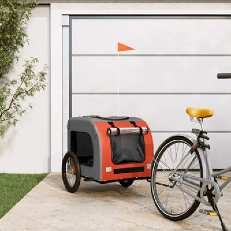 Image of VIDAXL Vidaxl - Pet Bike Trailer Orange and Grey Oxford Fabric&Iron 8720845769222
