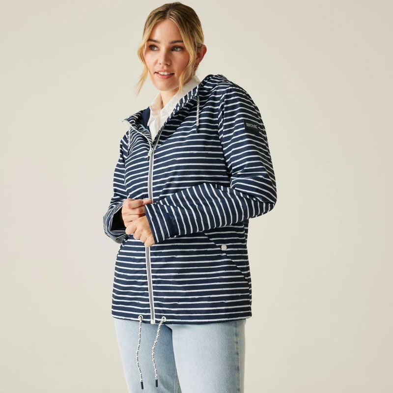 Image of Regatta Womens Bayletta II Waterproof Breathable Recycled Waterproof Jacket Navy/White Pain female 18