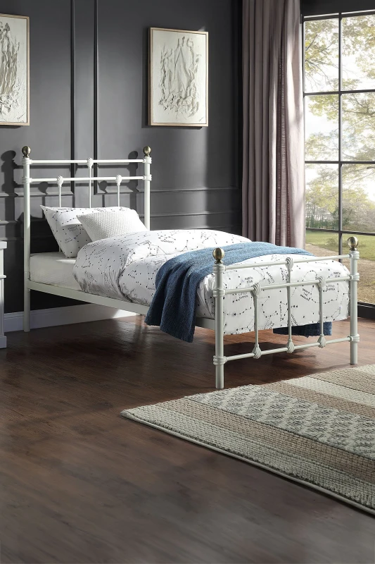 Image of Slumberworx Bayford Traditional Single Bed Frame White Metal, White 5.05574E+12
