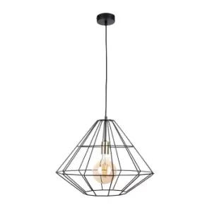Image of Kira Wire Frame Pendant Ceiling Light Black, Gold, 52cm, 1x E27