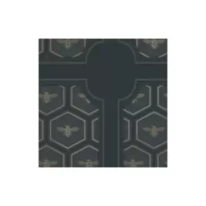 Image of Holden Honeycomb Bee Wood Panel Wallpaper Geometric Metallic Gold - Navy 133701