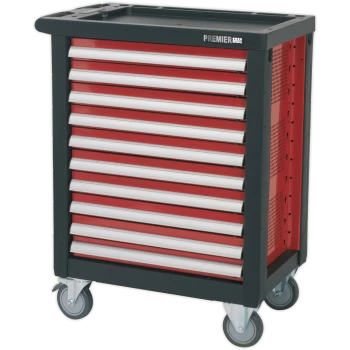 Image of Sealey Premier 10 Drawer Roller Cabinet Black / Red