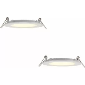 Image of Loops - 2 pack Ultra Slim Recessed Ceiling Downlight - 6W Warm White LED - IP44 Rated