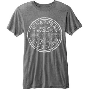 Image of The Beatles - Sgt Pepper Drum Unisex Small T-Shirt - Grey