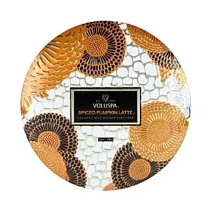 Image of Voluspa Spiced Pumpkin Latte 3 Wick Decorative Tin Candle with Lid