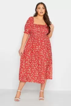 Image of Daisy Print Shirred Maxi Dress